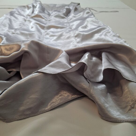 Jaques Vert Mermaid Midi Evening Dress Size 22 Silver Taffeta Satin Lined - Picture 12 of 16